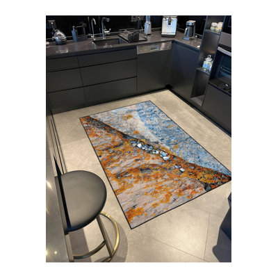 Porcelain Pastel Patterned Woven Base Machine Washable Rug