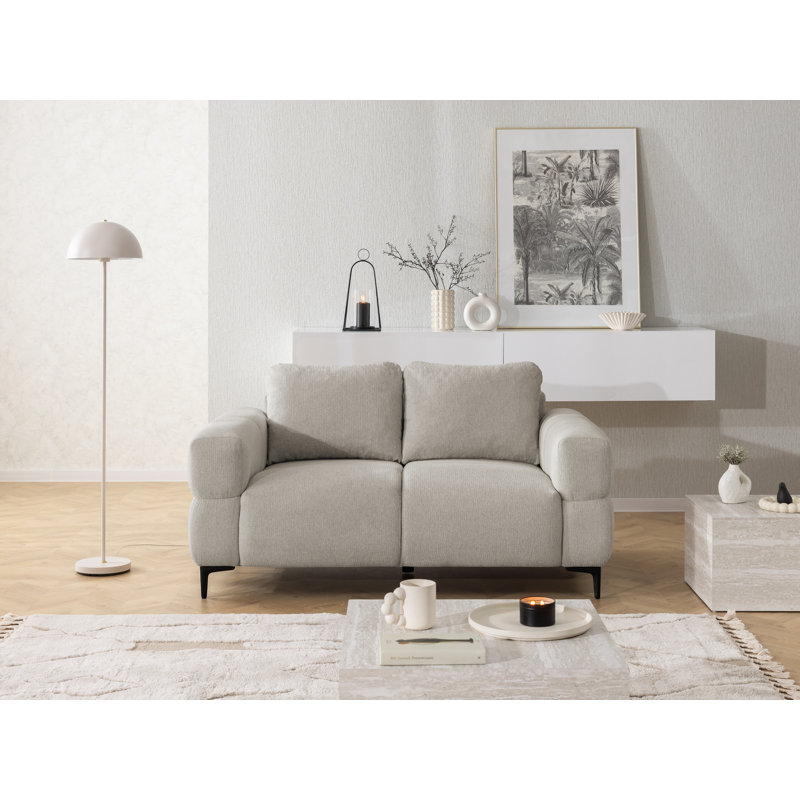 2-seater Sofa With Cardea In Soft Textured Fabric And High Seating Comfort, Taupe