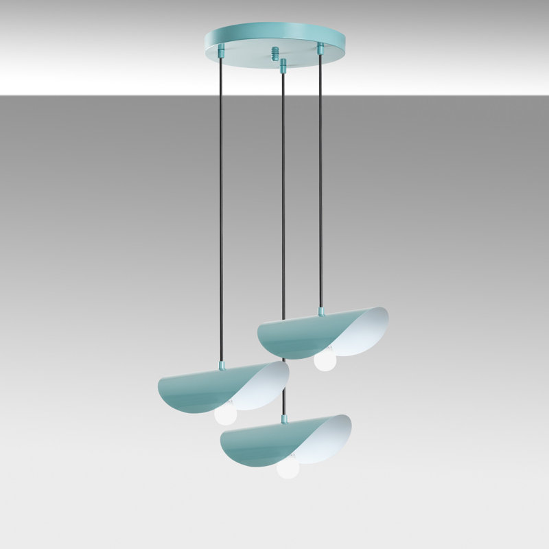 Lustre turquoise élégant, hauteur réglable 29,5 - 41,7 pouces | Corps en métal, 19,7 po de diamètre | 3 x douilles E27 (40 W maximum, ampoule non incluse) | Éclairage élégant pour les espaces de vie modernes, classé IP20
