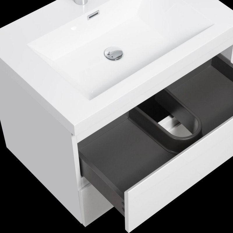 Meuble-lavabo mural moderne pour salle de bain, Blanc