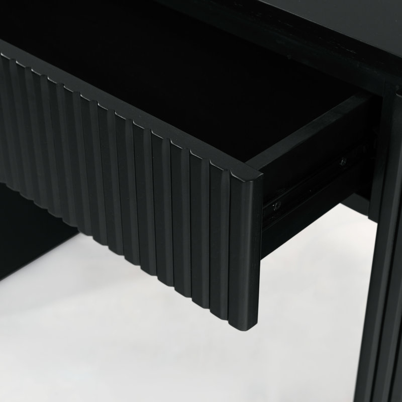 Rikki Fluted 1 Drawer Console, Black