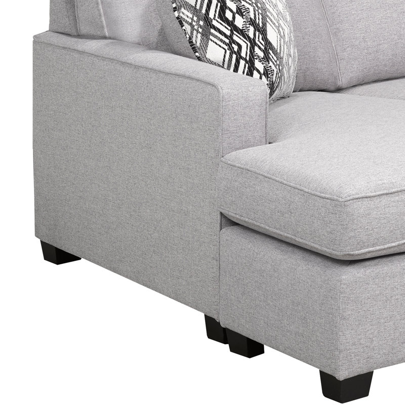 Canapé modulaire incurvé Clelio, gris (LHF), Polyester gris