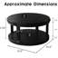 Table basse ronde en bois massif de 31,5 po de diamètre, design américain noir, tablette de rangement à 2 niveaux, pieds, garniture perlée décorative en bois de 31,5 po, deux niveaux ouverts, charge de 100 lb, laque, assemblage facile