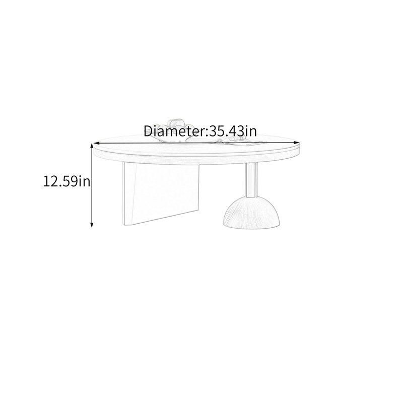 Table basse Minimalist, H 12,59 po x l 35,43 po x P 35,43 po, Brun clair, Marbre
