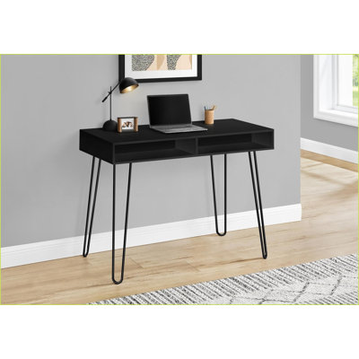 Bureaux, bureau d'ordinateur moderne de 40 po avec casiers de rangement, stratifié noir et amp; Métal, configuration gauche / droite | Noir | Panneau de particules