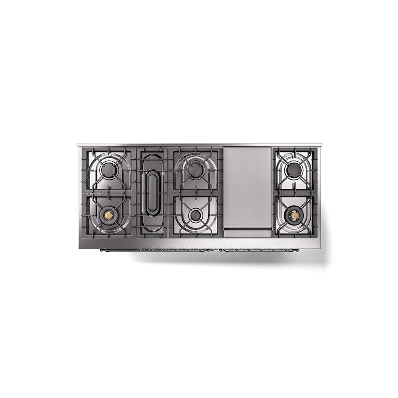 ILVE Nostalgie II 60 in Dual Fuel Range, 9 Burner, Griddle, Natural Gas, Glossy Black/Chrome
