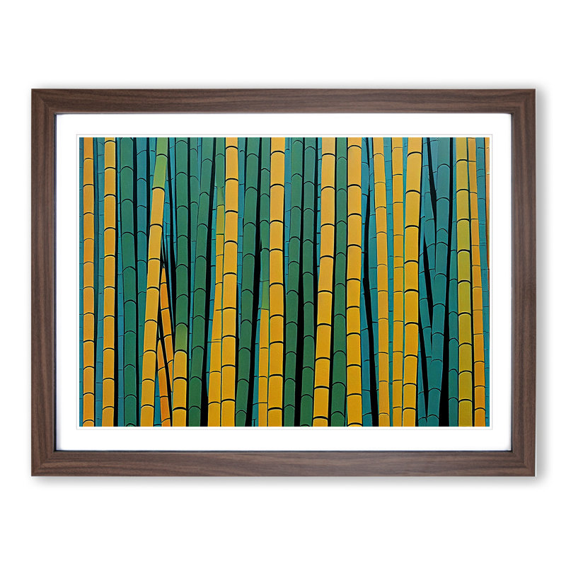 XH1022-9358X Unbeatable Abstract Bamboo Forest - Single Picture Frame Print, 34cm H x 46cm W x 2cm D, Walnut Framed