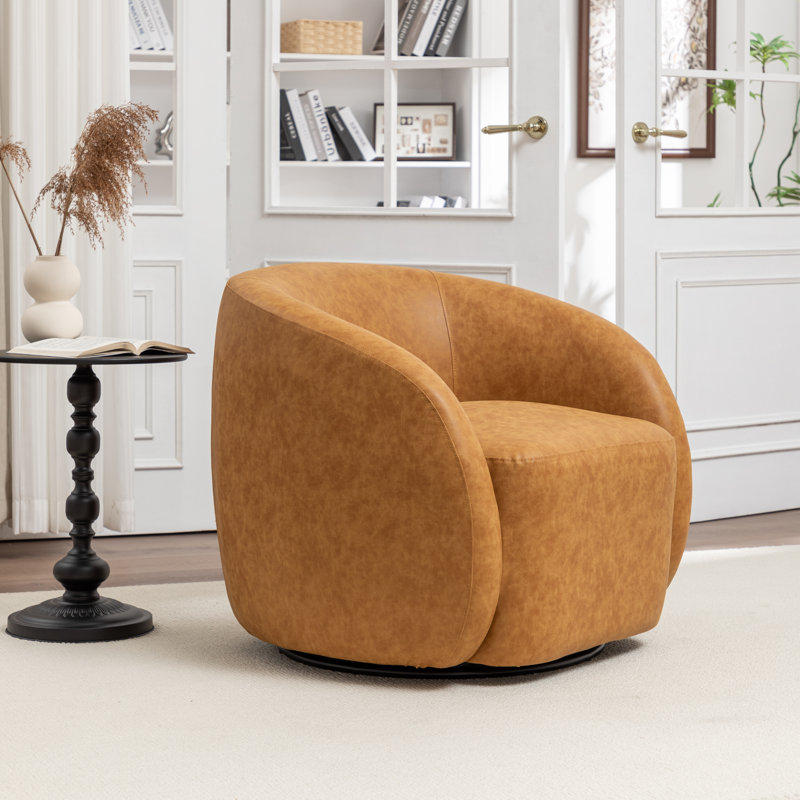 Fauteuil demi-tonneau pivotant Katherline, Jaune