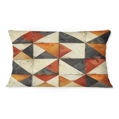 Coussin lombaire brun à motif géométrique I - Mid-Century