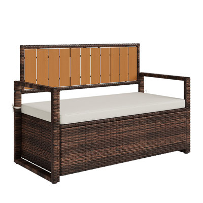 2-Person Outdoor Storage Bench with Cushion