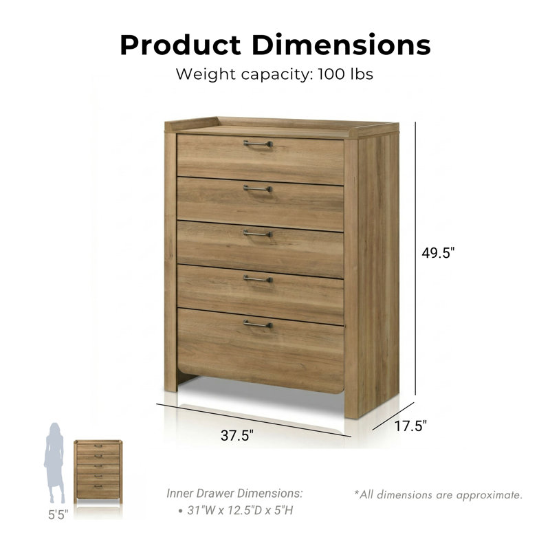 Commode 5 tiroirs Lunora