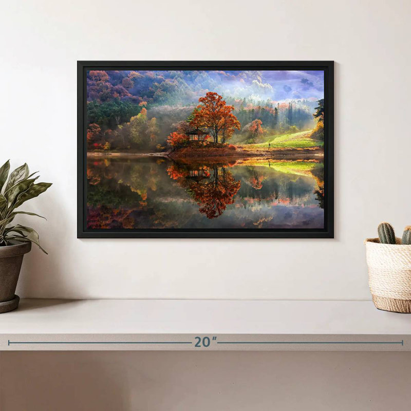 Lac enchanté, Cadre flottant noir, 13 po x 9 po