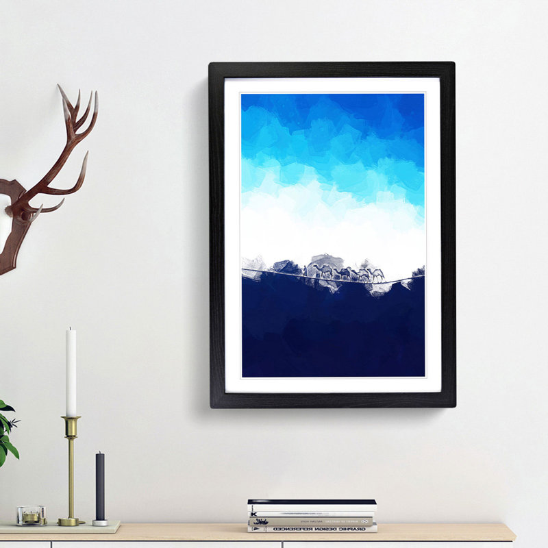 Camels Trekking in Morocco in Abstract - Picture Frame Graphic Art Print, 48cm H x 36cm W x 2cm D, Black Framed