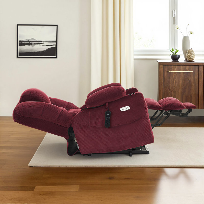 Dual Motor Power Recliner Lift Chair with Adjustable Power Headrest, Lumbar & Seat Heating, Burgundy