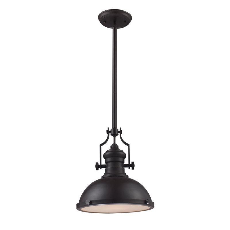Luminaire suspendu à 1 lumière de 13 po de large Chadwick - Bronze huilé, H 14 po x l 13 po x P 13 po, Bronze, Bronze