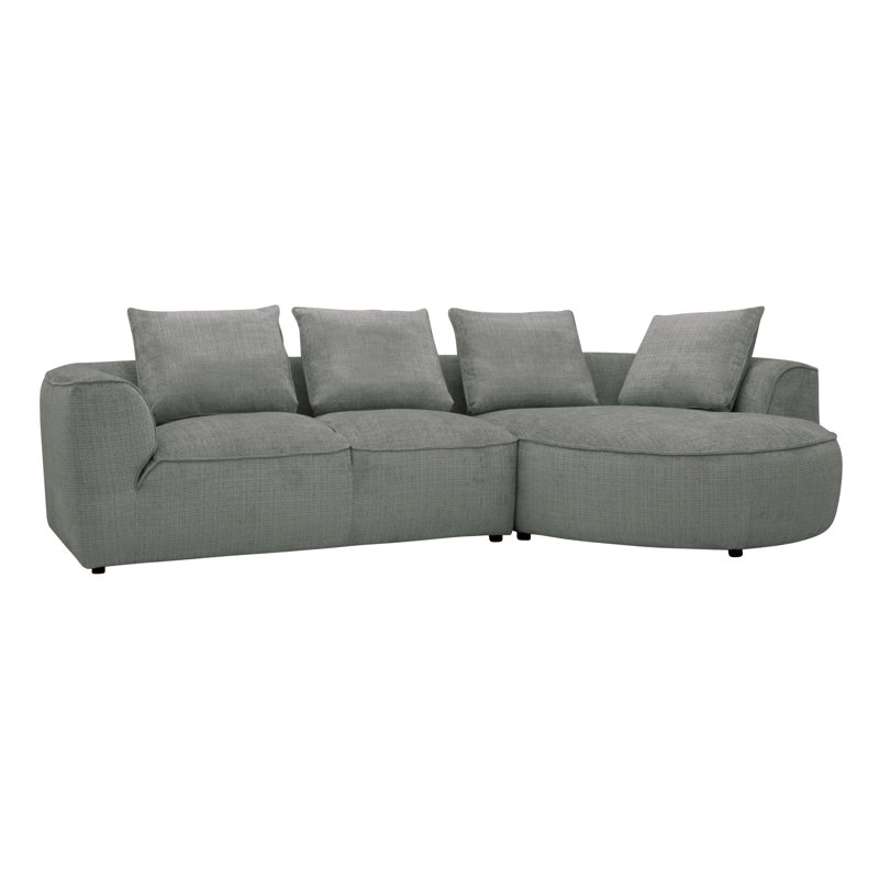 Amado Corner Sofa L Shaped Couch Modern Minimalist Chenille, Right Hand Facing, Grey
