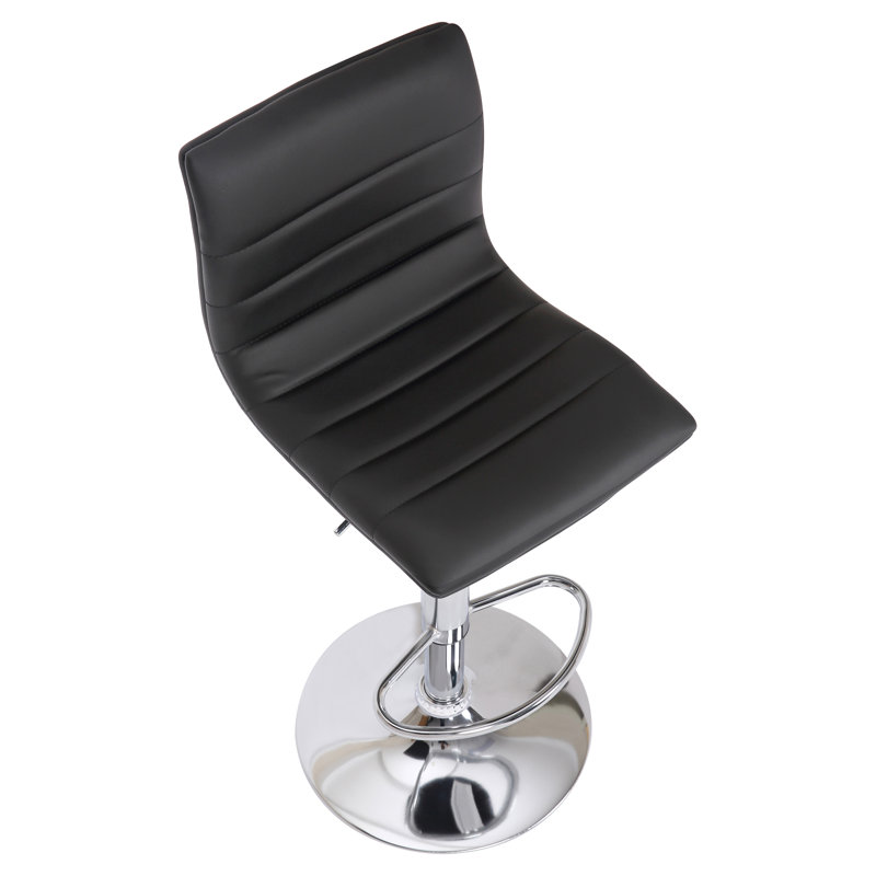 Denmark Swivel Upholstered Adjustable Height Counter Stool with Metal Frame, Black