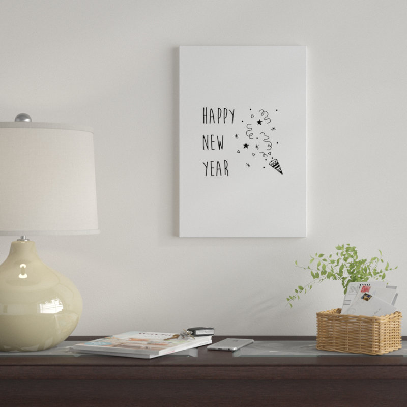 «Happy New Year», reproduction d'art textuel sur toile tendue, H 18 po x l 12 po x P 1,5 po