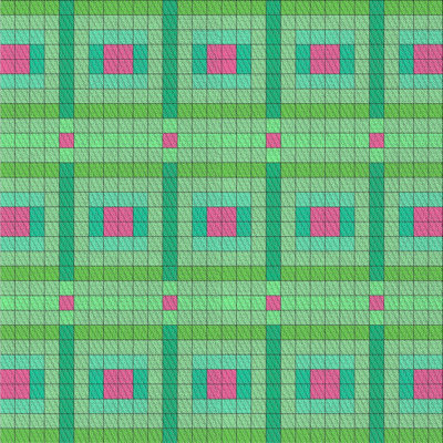 Tapis vert/rose à motifs Benesh