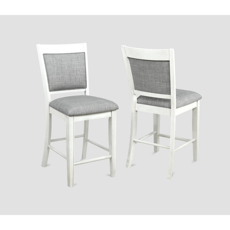 Tabouret de bar à hauteur de comptoir 2 pièces Farmhouse Style, Gris / Blanc