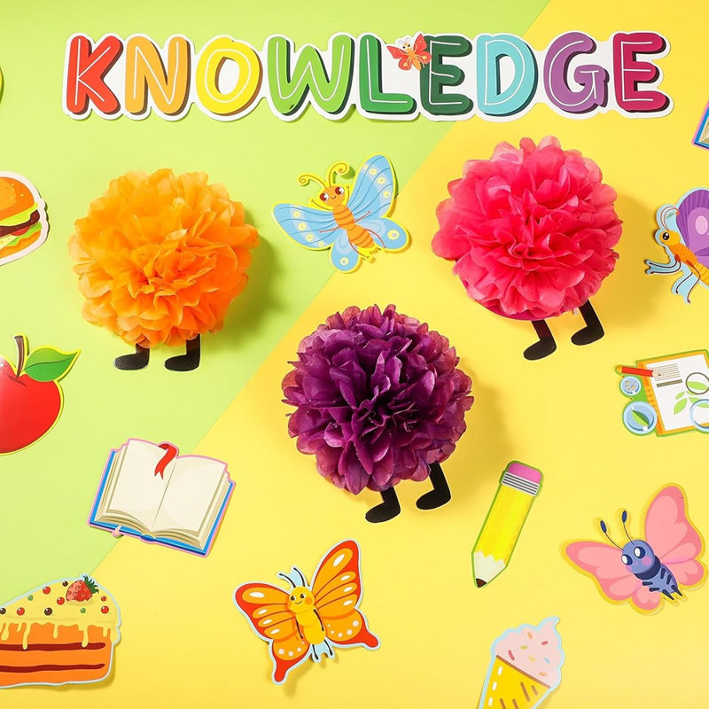 Ensemble de babillard 3D affamé - décorations de classe colorées et ensemble de découpes de cafétéria pour la maternelle, la maternelle et l'école élémentaire (lumineux)