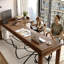 Nut-brown L-Shaped Solid Wood Writing desk-1831339521-1831339548