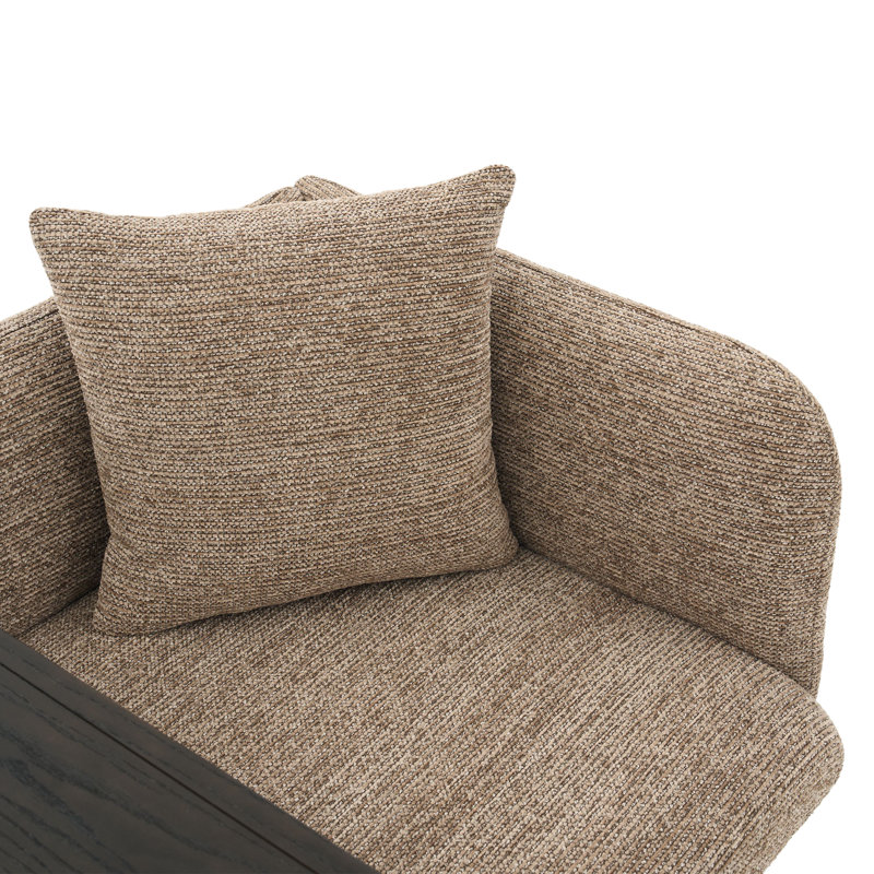 Chaise de loisir rembourrée avec table d'appoint intégrée et coussin lombaire, Brown