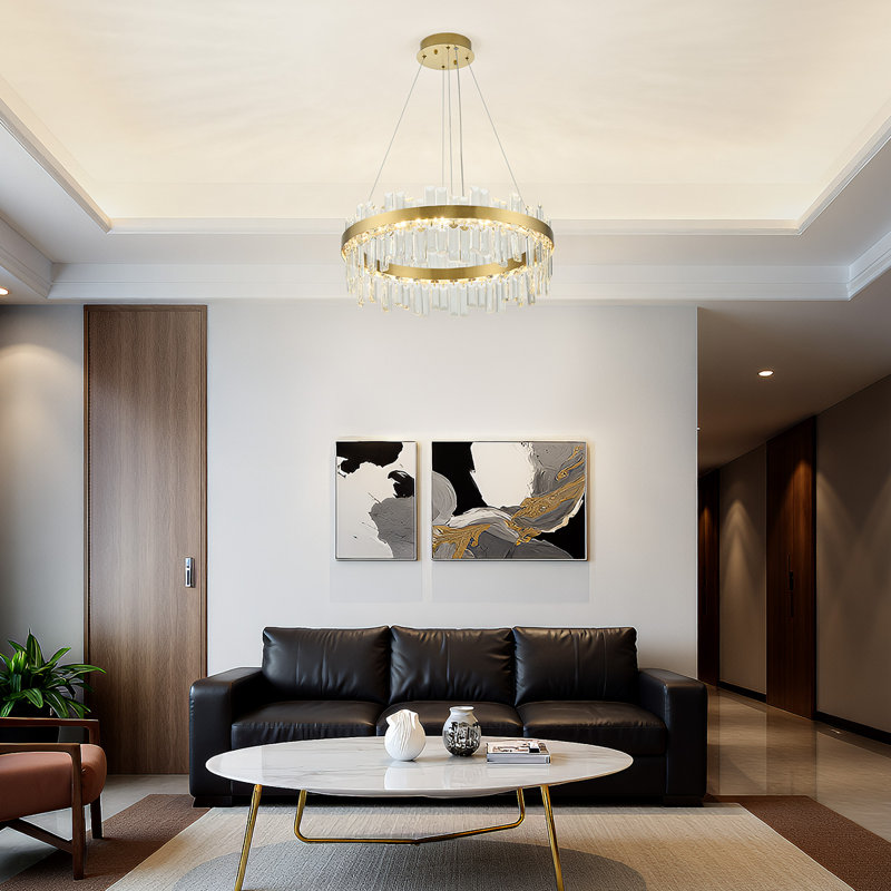 Lustres modernes en cristal Glod pour la salle à manger, luminaire suspendu 3 lumières à température / intensité variable avec télécommande, luminaires suspendus réglables en hauteur pour la cuisine, le salon