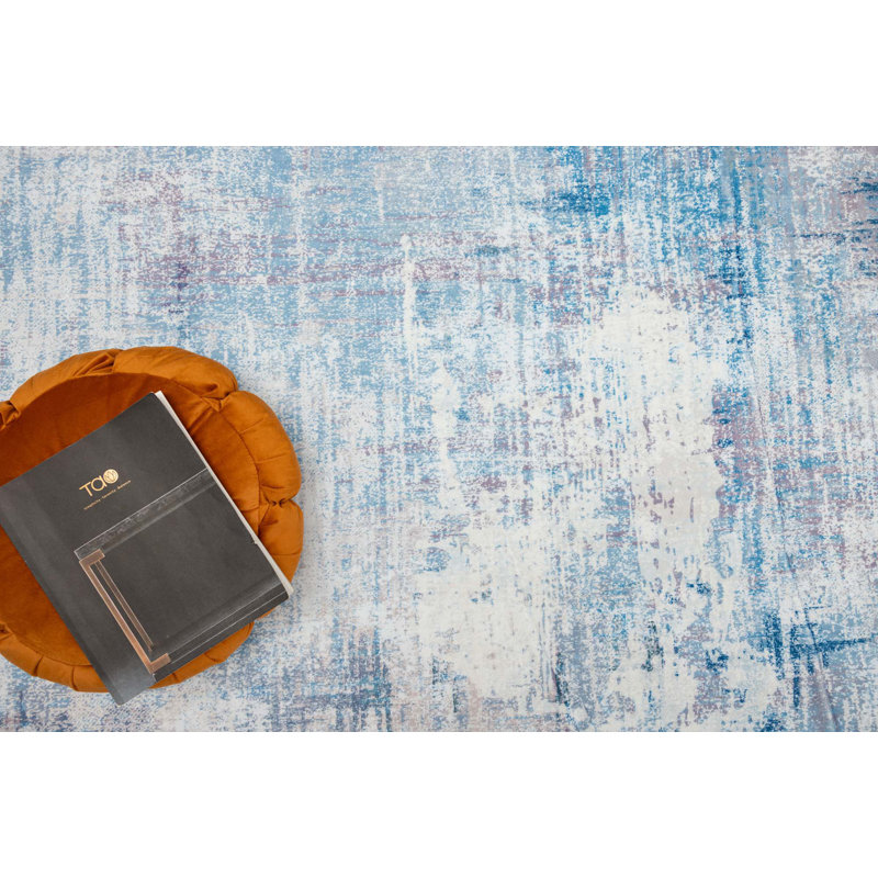 Tapis en faux cachemire dégradé bleu dégradé, Rectangle 4pi x 6 pi