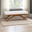 Banc Bryce avec tissu bouclé crème et finition noyer, H 18,09 po x l 46,95 po x P 17,4 po-1868558164