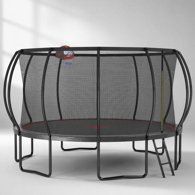 Trampoline 14 pi avec cadre galvanisé à haut trempage, hauteur de 90 cm et caractéristiques de sécurité améliorées pour le plaisir en plein air