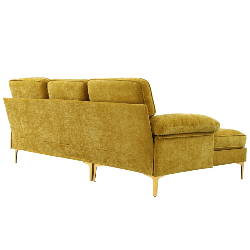 Rhylin 82.7'' Chenille Upholstered Sectional Sofa, Small Comfy Couch with Reversible Chaise for Compact Spaces
