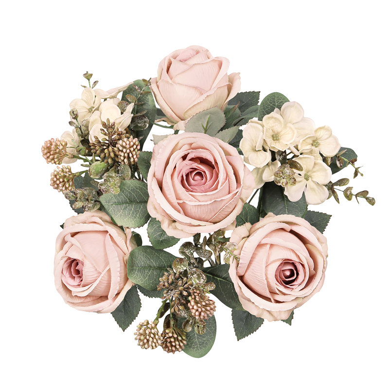 Bouquet de tiges de baies artificielles mixtes, Rosé ivoire