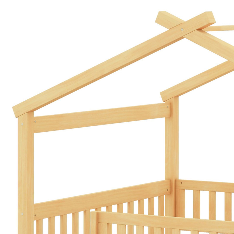 Lit en bois avec couchette, Naturel