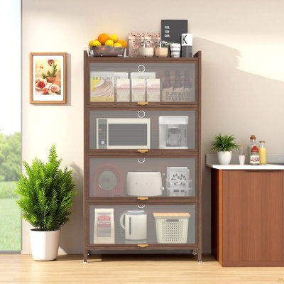 57'' Tall Metal 4 Flip Doors Cabinet, With Ample Storage Space