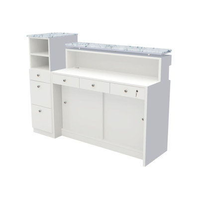 Natrice Rectangle Wood Reception Desk with Filing Cabinet