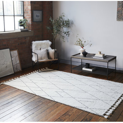 Crigler Moroccan Handmade Cream/Grey Area Rug