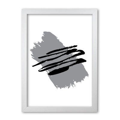 Grey Jaggered Paint Brush Abstract - Print