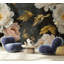 Papier peint floral peint à l'huile pivoine feuille d'or-876239519