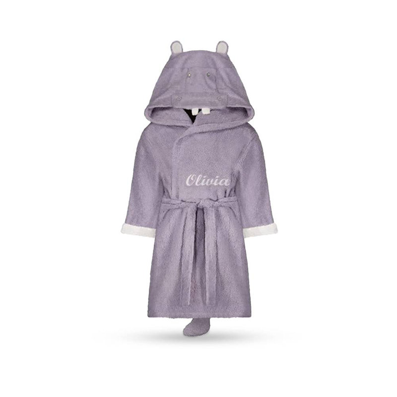 Peignoir de cheville avec capuche pour enfants, L