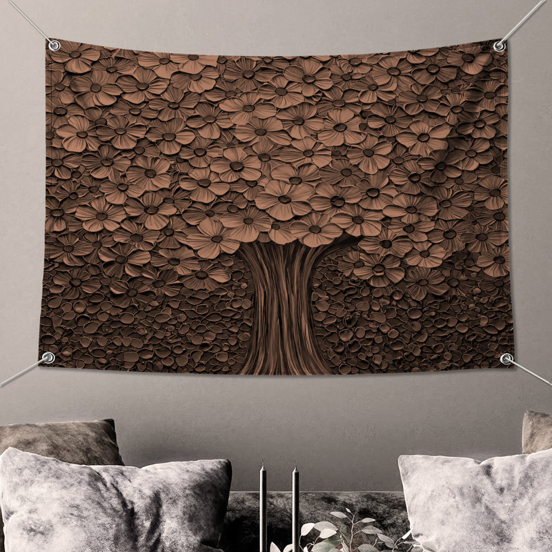 Tapisserie murale bronze bronze, H 50 po x l 60 po avec 4 œillets