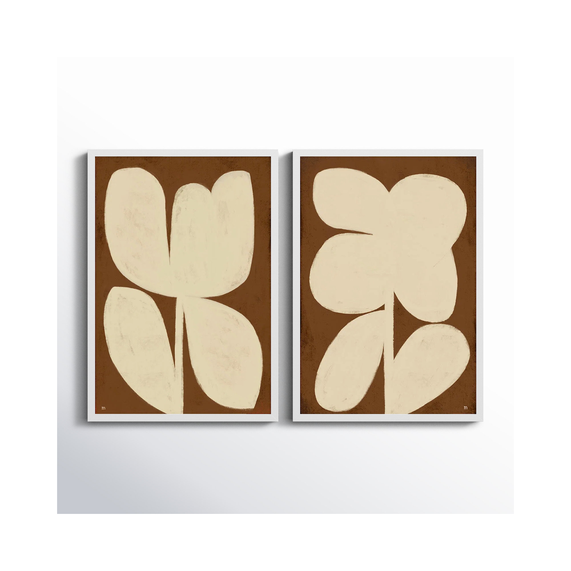 Flower Set Of 2 by StudioM, 20" H x 14" W x 1.25" D, White Framed