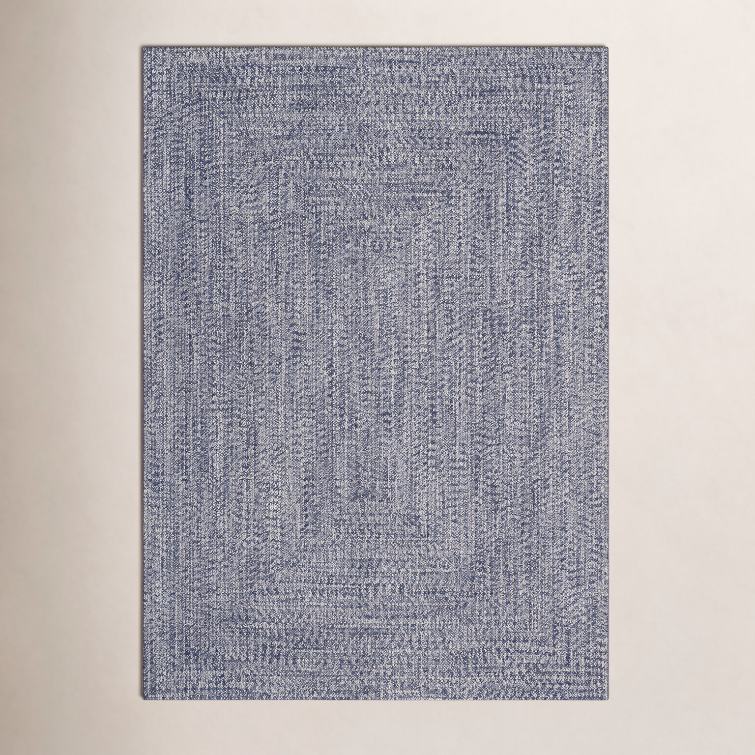Amei Blue Hand-Braided Outdoor Rug, Oval 6' x 9'