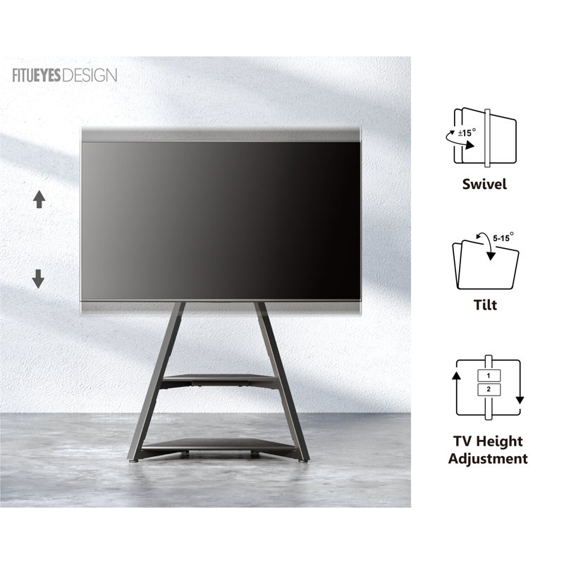 Meuble télé de coin avec 2 tablettes en bois, Noir