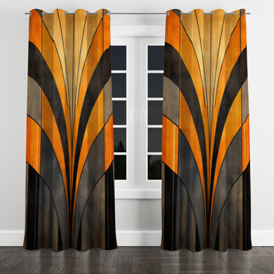 Orange And Grey Vectors - Modern Blackout Grommet Curtain - 1 Panel