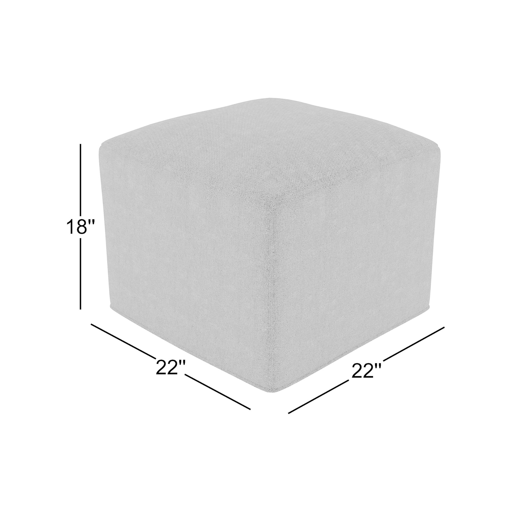Praia Sunbrella® Upholstered 22" Ottoman, Canvas Granite Sunbrella® Canvas