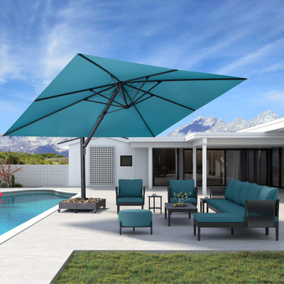 Clymer 132'' x 180'' Rectangular Cantilever Umbrella Stand Included,Turquoise Blue