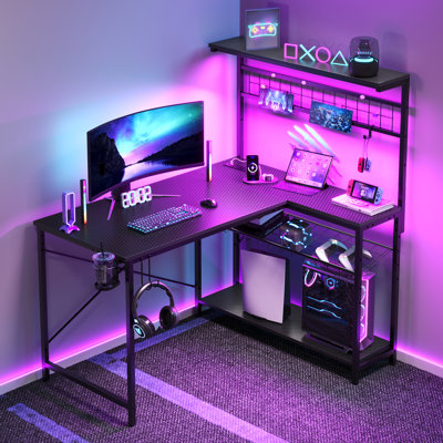 Zabarskaya L-Shaped Computer Desk with Built-In Electrical Outlet