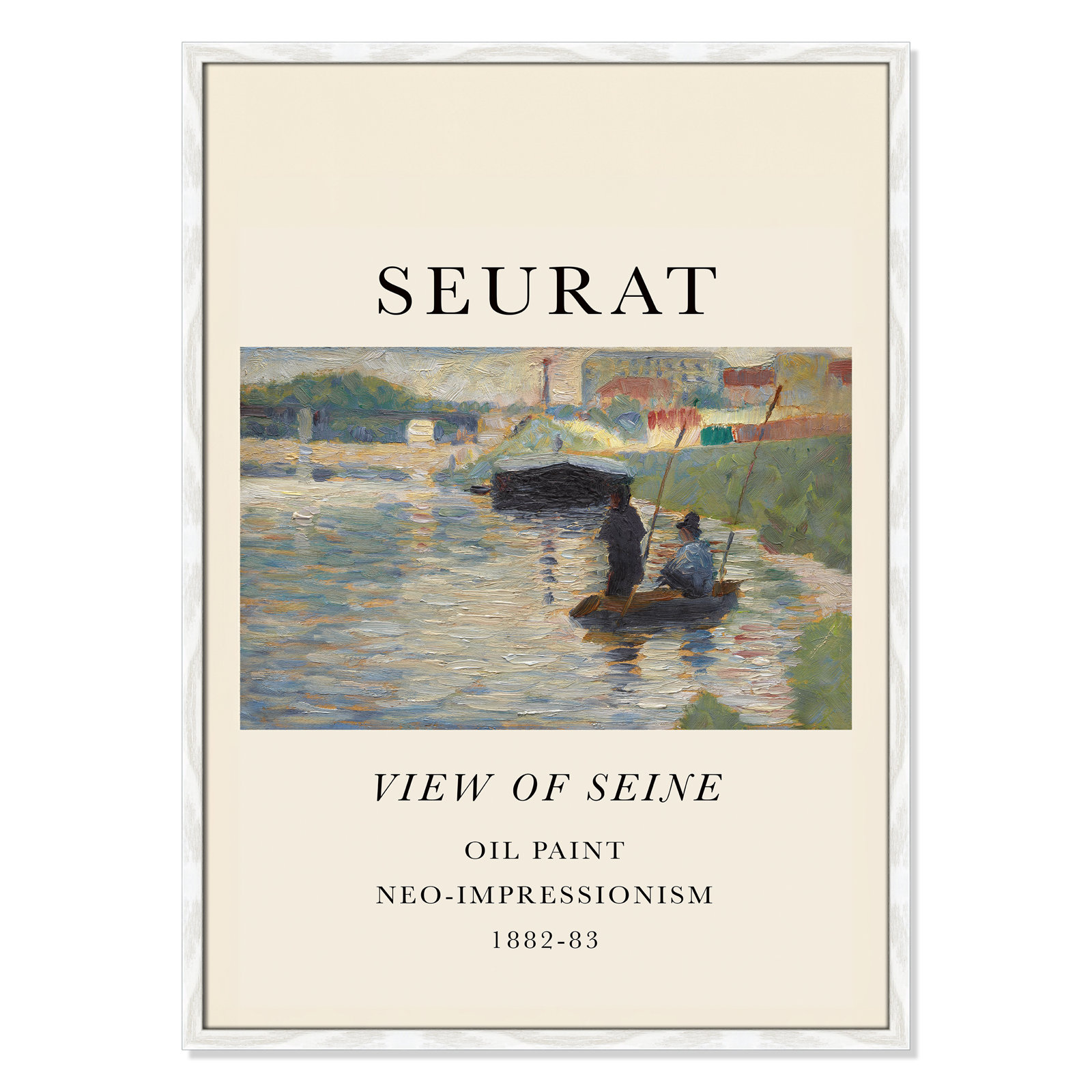 View Of Seine by Georges Seurat, No, White Single Picture Frame, 35.5" H x 25.5" W x 0.75" D
