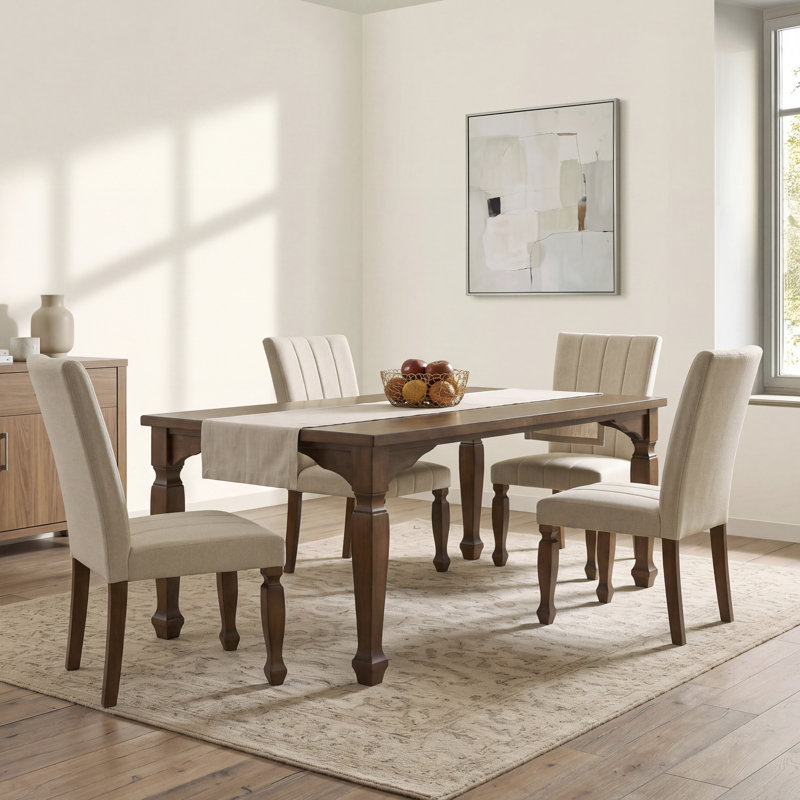Ensemble de salle à manger Rowan 5 pièces, table de 183 cm avec 4 chaises, fini noyer, 5 pièces